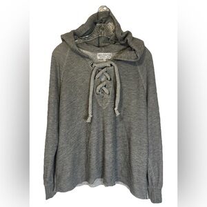 WILDFOX Sweatshirt Hoodie Women’s Small‎ Gray Oversized Lace Up Hutton USA Made